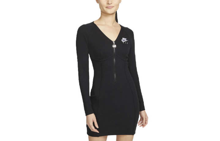 Nike Nike Long Sleeved Dresses Women's Black V Neck Moderate Extra Short
