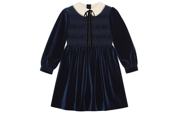 GUCCI Long Sleeved Dress Women's Dark Blue