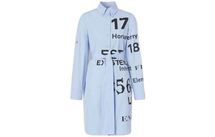 Burberry FW22 Long Sleeved Dress Women's Blue