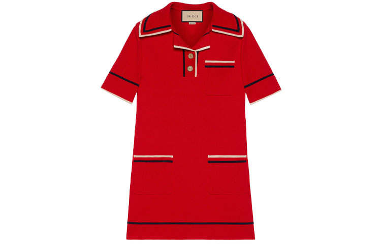 GUCCI FW21 Short Sleeved Dress Women's Red