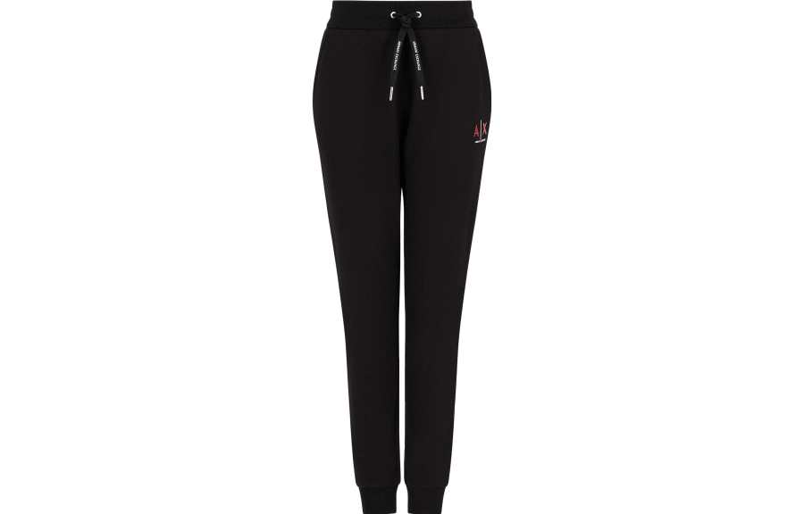 ARMANI EXCHANGE Knitted Sweatpants Women's Black Moderate Cuffed Pants