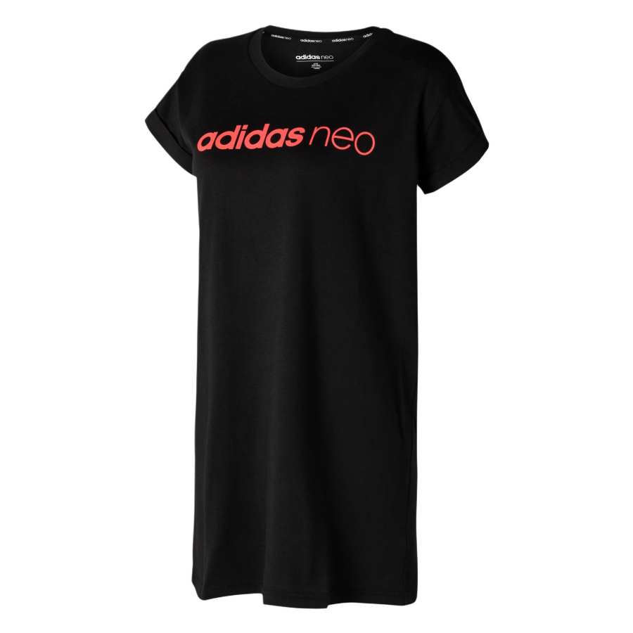 Adidas Neo W CS DRESS Short Sleeved Dress Women's Black/Bright Pink Fluorescent