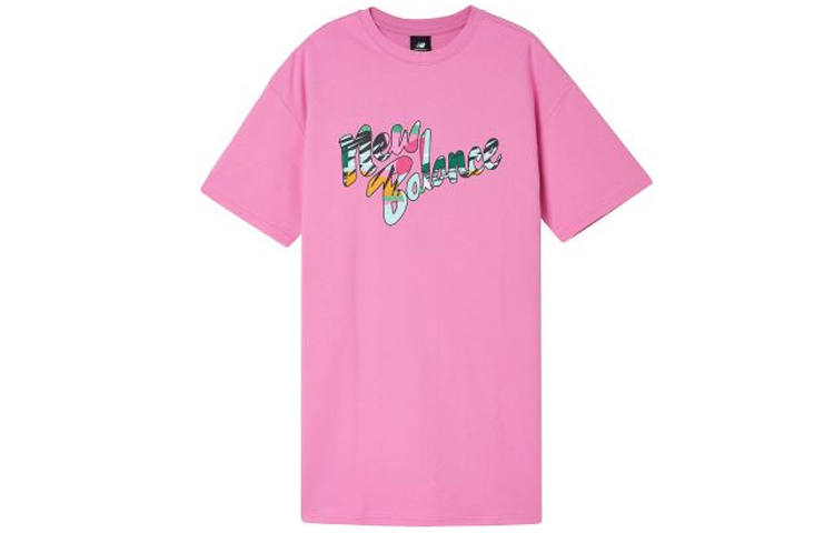 New Balance New Balance Short Sleeved Dresses Women's Pink Crew Neck Moderate Mid Length