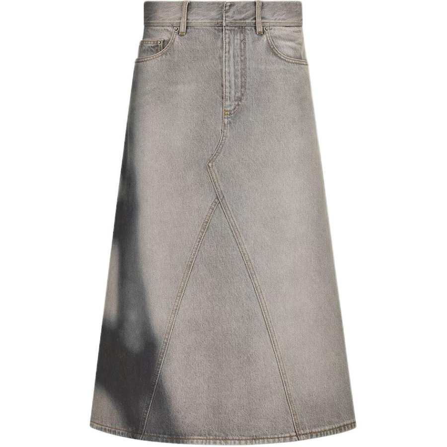 DIOR Flared Mid Length Skirt Denim Long Skirt Women's Gray