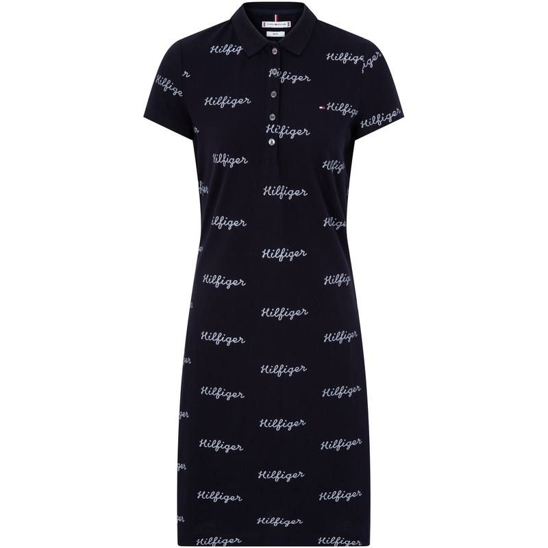 Tommy Hilfiger Short Sleeved Dresses Women's Dark Blue 0YG Moderate Mid Length