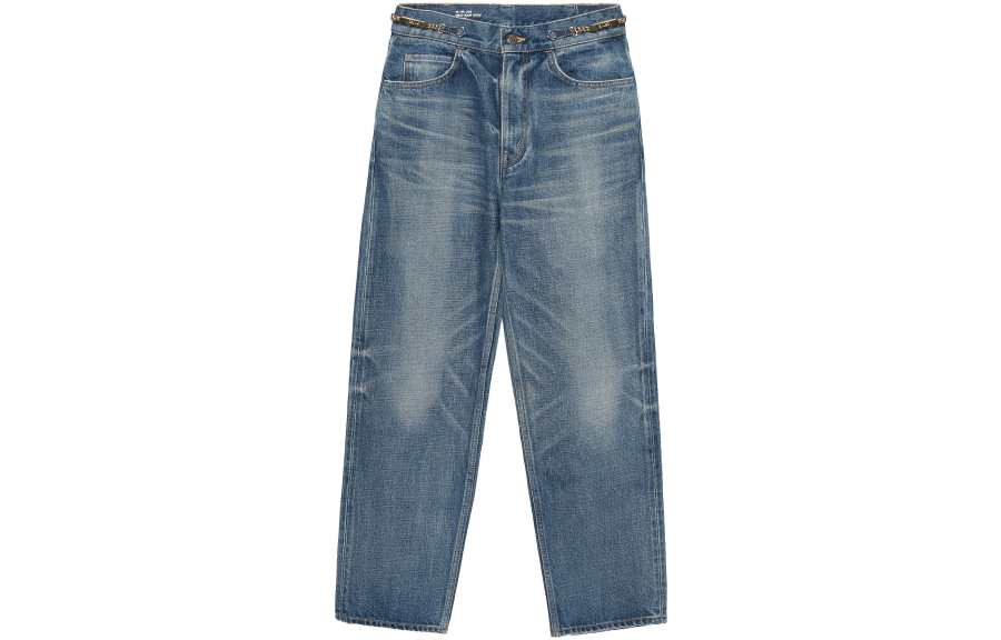 CELINE Jeans Women's Blue Moderate Wide Leg Pants