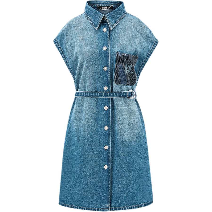 KARL LAGERFELD / Karl Lagerfeld Jeans Short Sleeved Dress Women's Blue