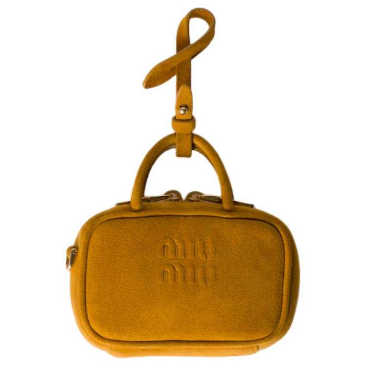MIU MIU Beau Calfskin Shoulder Bag, Crossbody Bag, Handbag Mini Women's Mustard Yellow