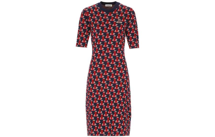 Lanvin Short Sleeved Dress Women's Dark Blue