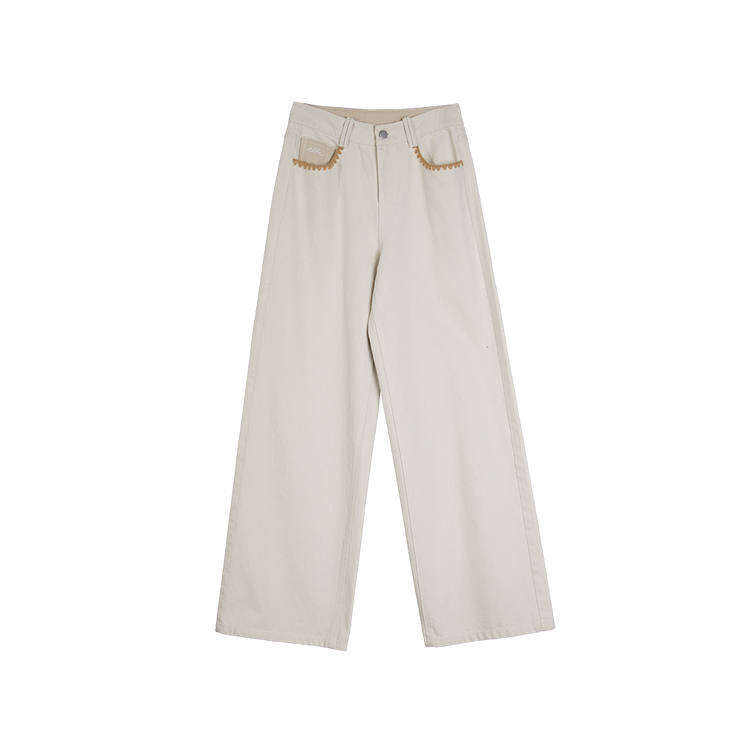 ELLE Jeans Women's Ecru Moderate Straight Fit Pants