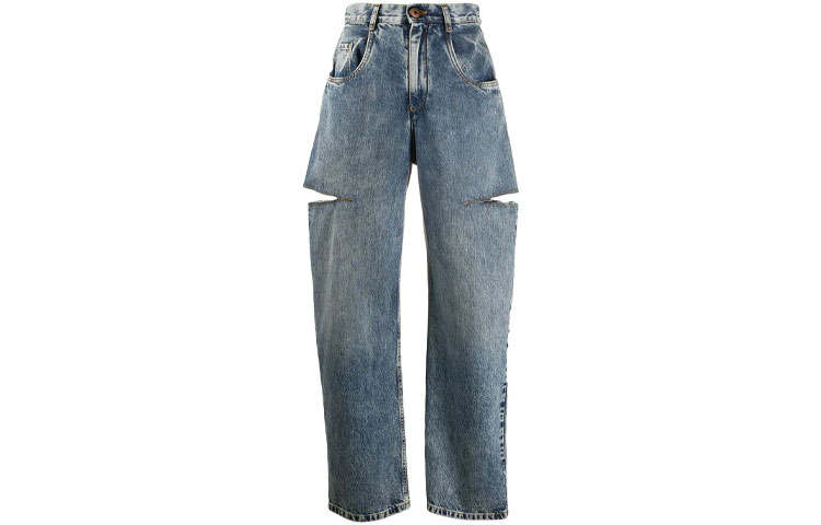 Maison Margiela Jeans Women's Dark Blue Moderate Wide Leg Pants