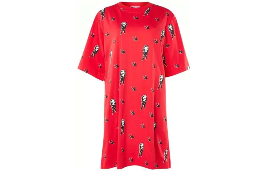 McQ Alexander McQueen Short Sleeved Dress Women's Red