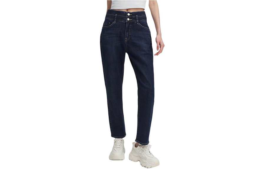 Lee Jeans Women's Dark Blue Moderate Straight Fit Pants