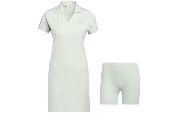 Adidas Adidas Short Sleeved Dresses Women's Linen Green Moderate Short
