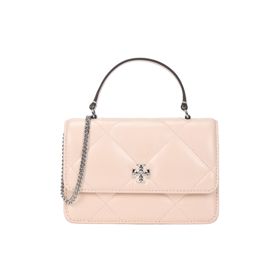 TORY BURCH TORY BURCH Kira Diamond Quilt Mini Top Handle Chain Wallet Soft Pink
