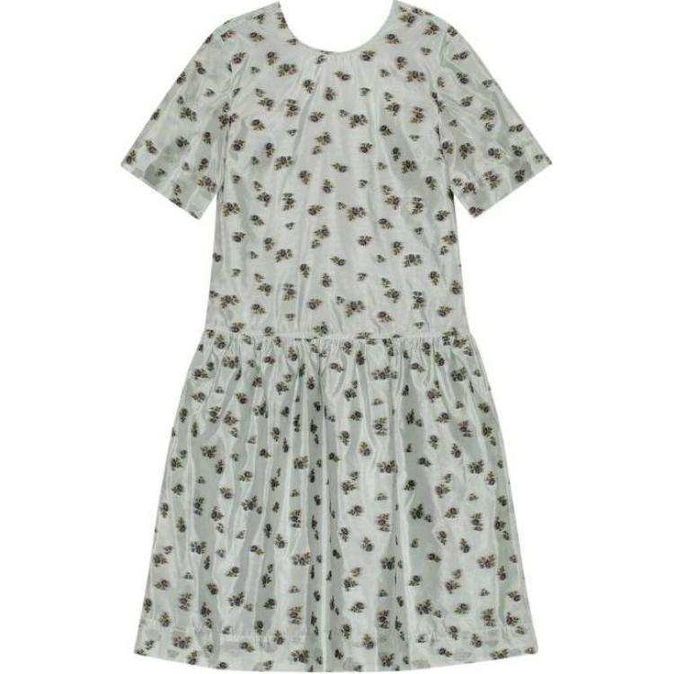 GANNI Floral Printed Open Back Midi Dress