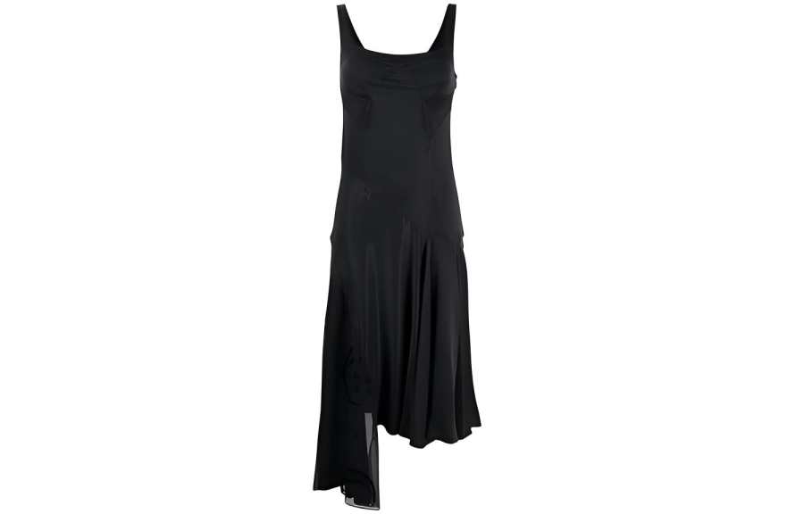 Marine Serre Sleeveless Dresses Women's Black Square Collar Mid Length