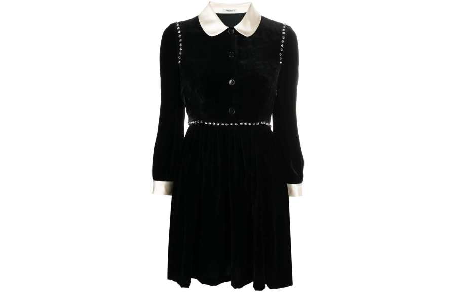 MIU MIU SS22 Long Sleeved Dress Women's Black