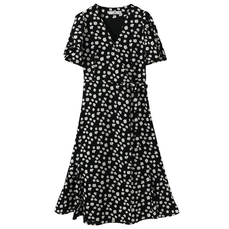 XIANGYING Short Sleeved Dress Women's Black