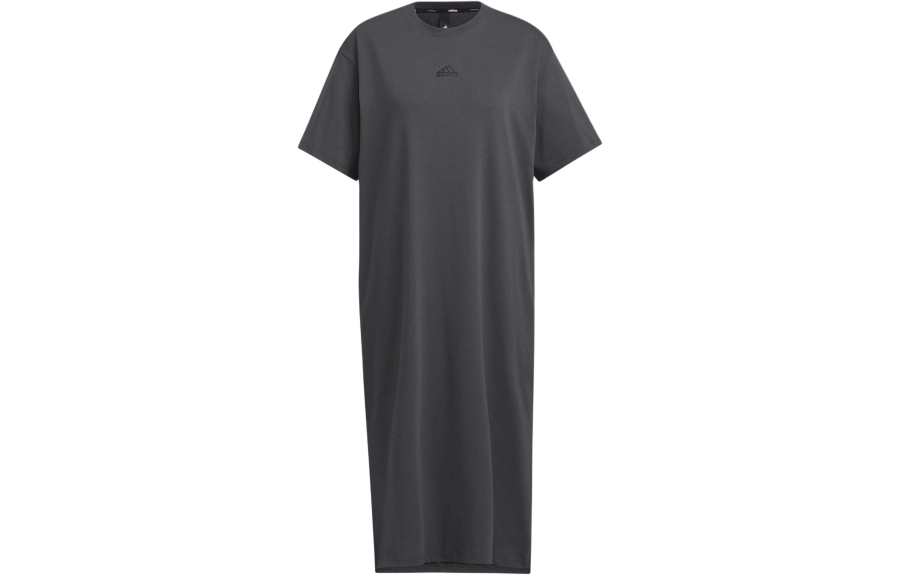 Adidas Adidas Wording Short Sleeved Dress Women's Gray