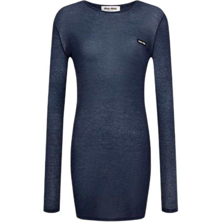 MIU MIU FW24 Long Sleeved Dress Women's Blue