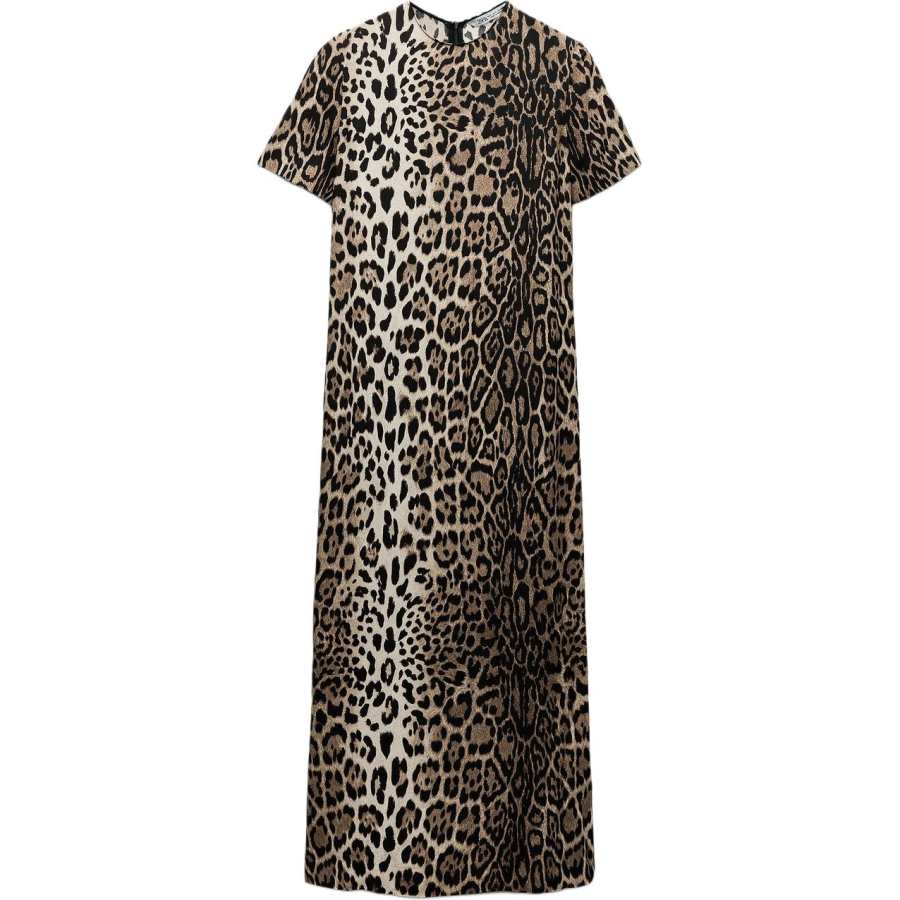 ZARA Short Sleeved Dress Women's Leopard Print