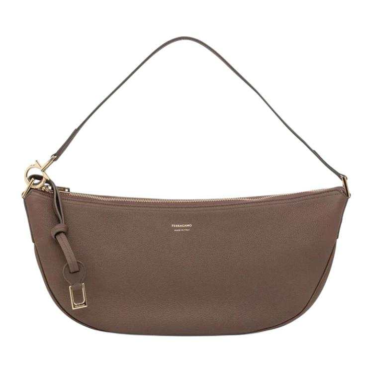 FERRAGAMO Leather Hobo Bag Shoulder Bag Small Women's Brown