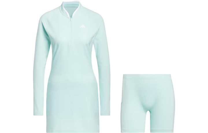 Adidas Adidas Long Sleeved Dresses Women's Light Blue Stand Collar Moderate Short