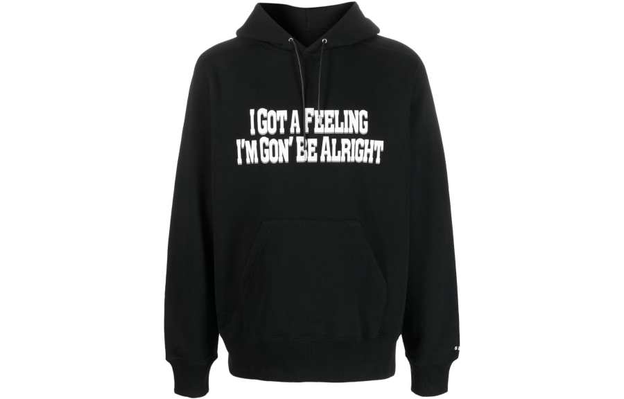 Sacai slogan-print cotton hoodie
