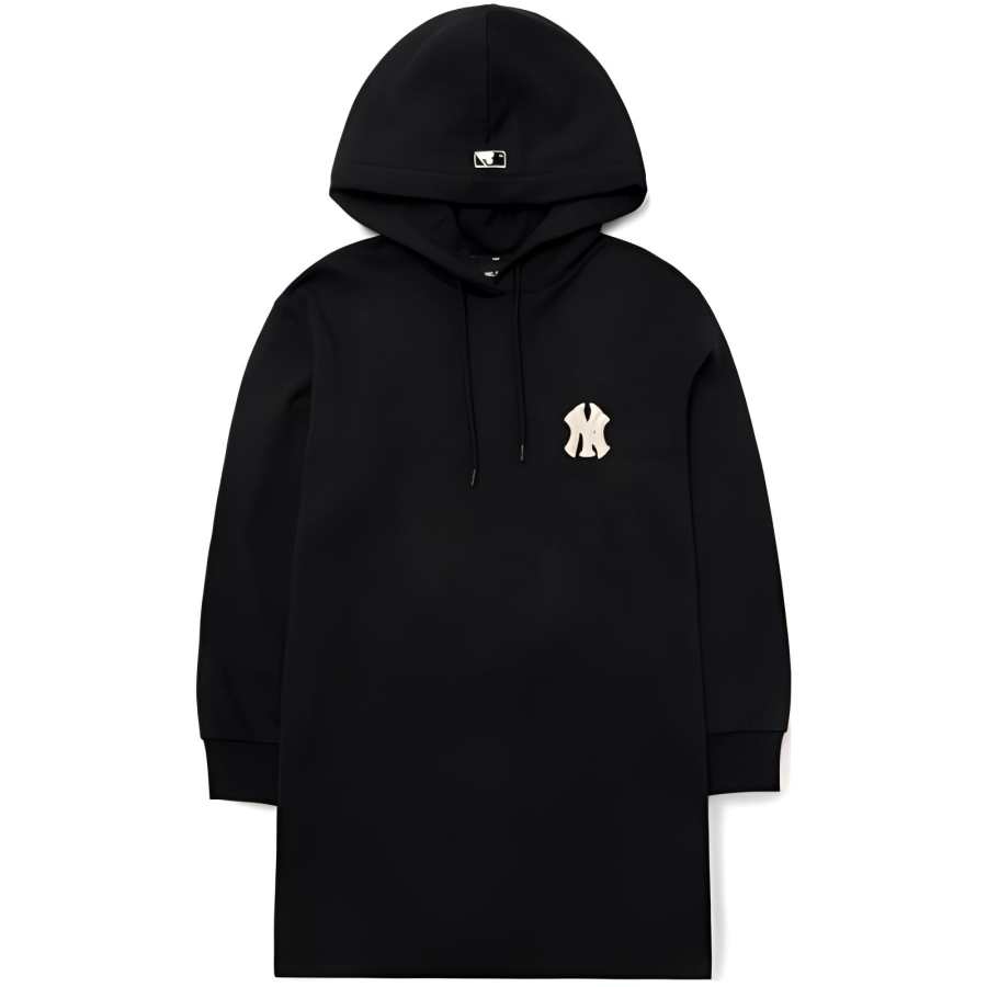 MLB New York Yankees Long Sleeved Dresses Women's Black Hooded Moderate Mid Length