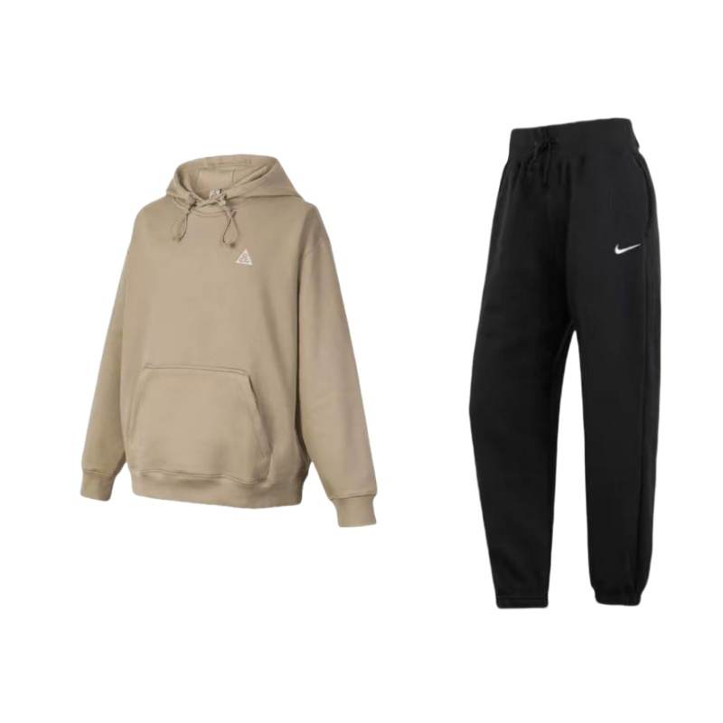 Nike Nike ACGTherma FIT Minimalist Style Letter Fleece Lined Hooded Pullover Top Elastic Cuff Knitted Fabric Pants