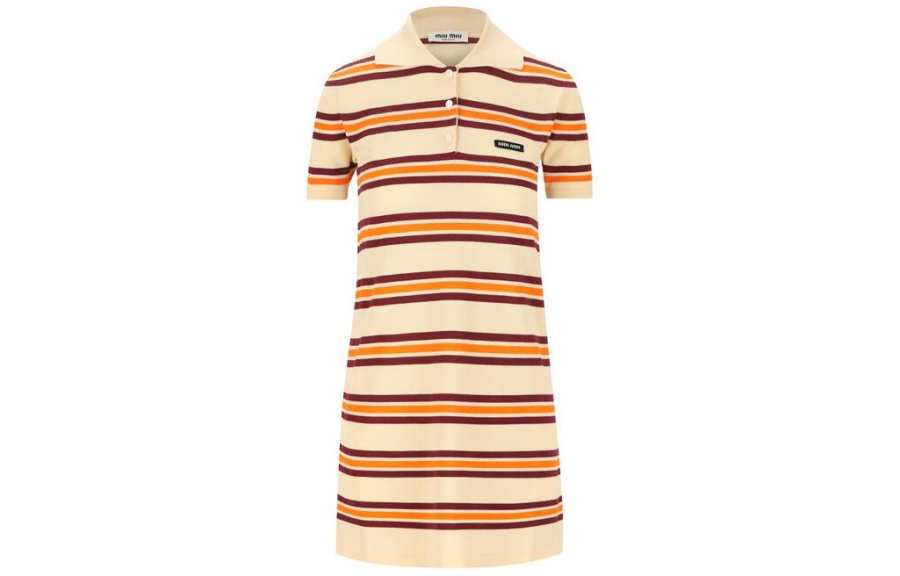 MIU MIU Short Sleeved Dress Women's Light Umber