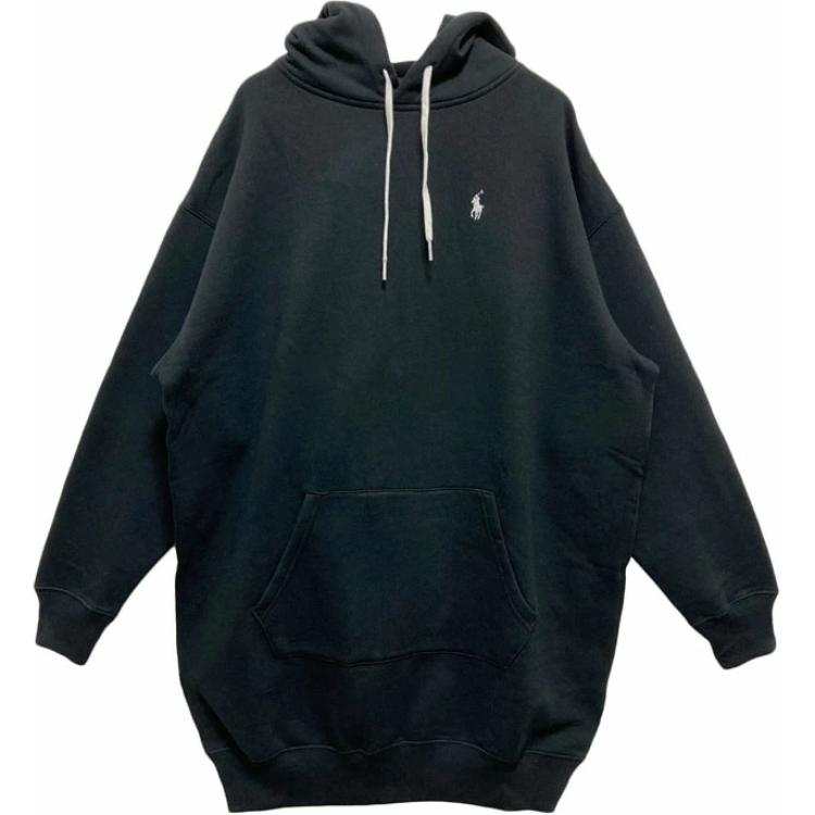 Polo Ralph Lauren FW23 Pony Logo Embroidery Hooded Fleece Lined Long Sleeved Dress Women's Black