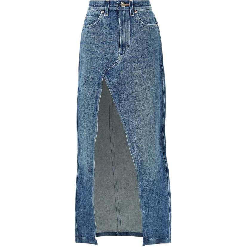 Alexander Wang SS24 Denim Long Skirt Women's Blue