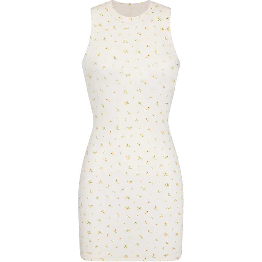 Skims Sleeveless Dresses Women's MARIGOLD ROSEBUD PRINT/Marigold Rosebud Print Crew Neck Moderate Short