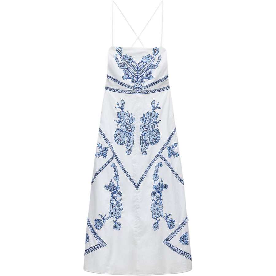 ZARA ZW Slip Dress Women's White/Blue