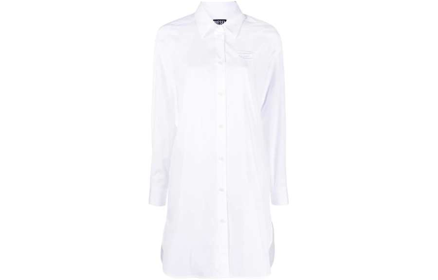DIESEL Long Sleeved Dresses Women's White Lapel