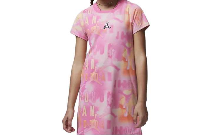 Jordan Jordan Short Sleeved Dresses Women's Peach Crew Neck Moderate Mid Length