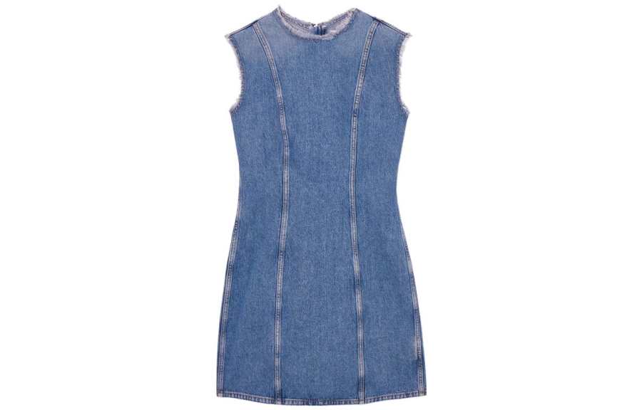 COS Sleeveless Dresses Women's Blue Crew Neck Moderate Short