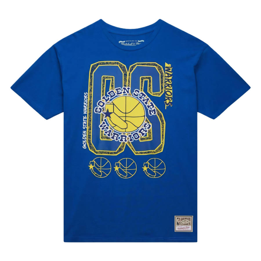 Mitchell Ness NBA Golden State Warriors Lifestyle 100% Cotton T Shirt Men's Blue