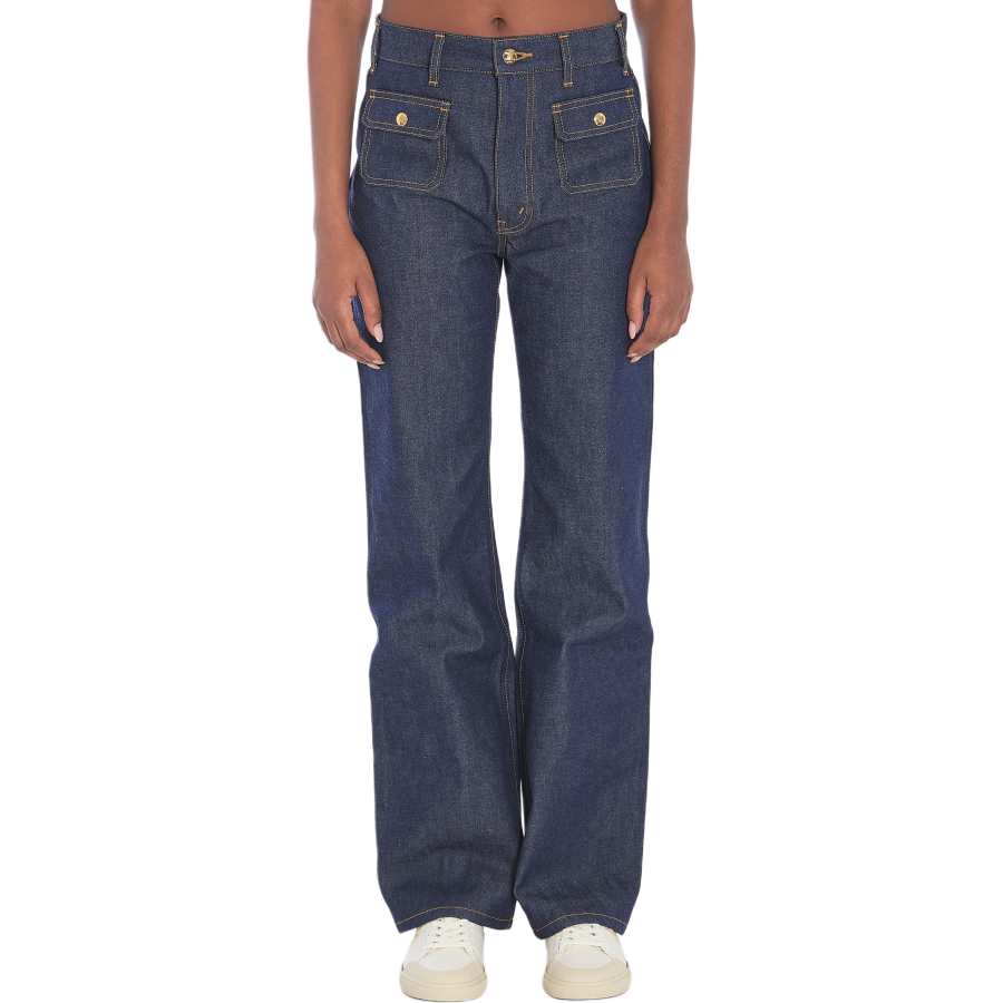 CELINE CELINE Jeans Women's Blue Moderate Flared Pants