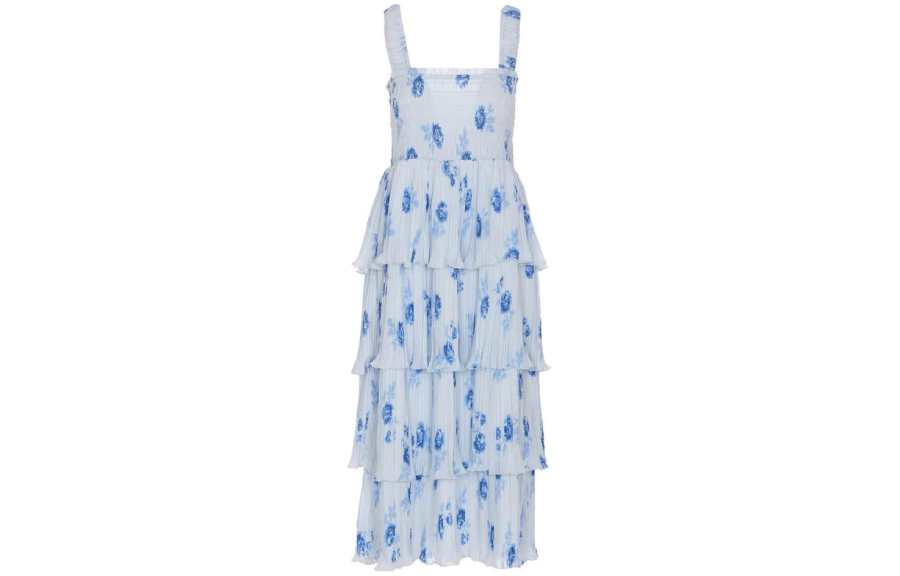 GANNI Floral Printed Pleated Dress