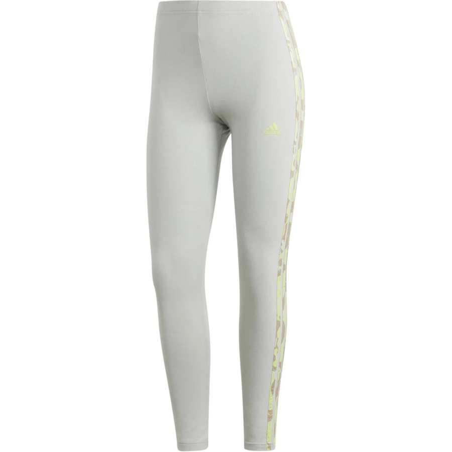 Adidas Adidas FLORAL GRAPHIC 3 STRIPES LEGGINGS Knitted Sweatpants Women's Magical Silver