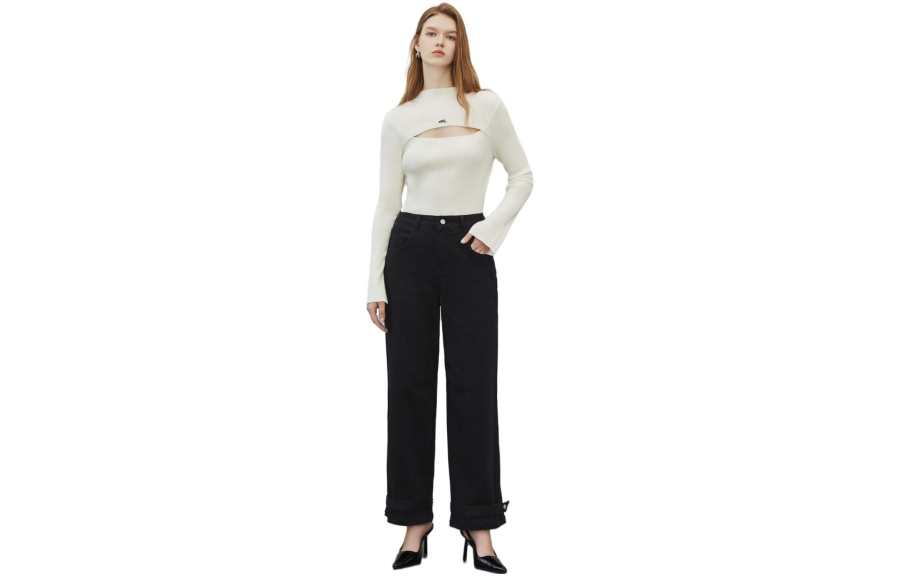 ELLE Jeans Women's Denim Black Moderate Straight Fit Pants