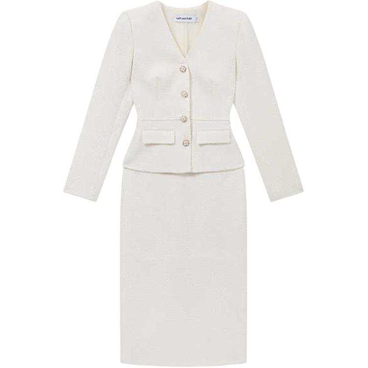 Self-portrait Self portrait Long Sleeved Dress Women's Ivory White