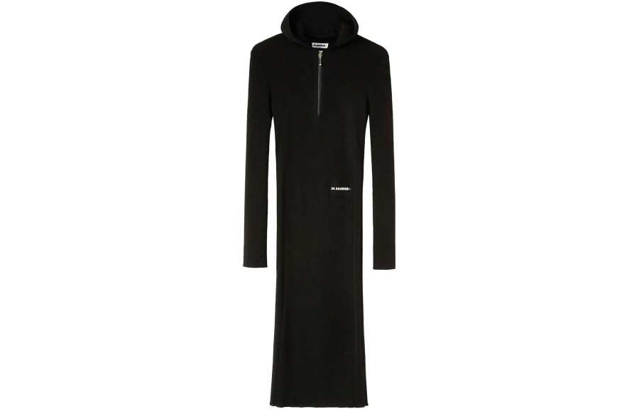 Jil Sander ribbed-knit hooded midi dress