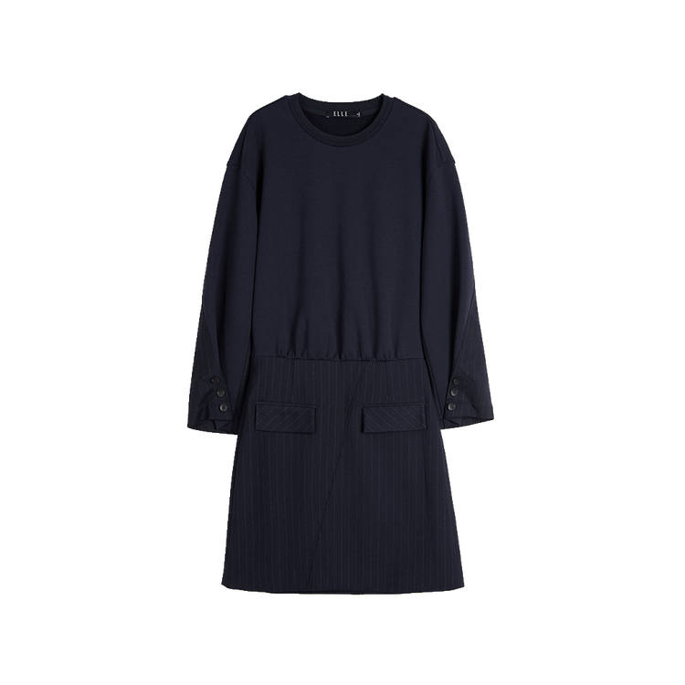 ELLE Long Sleeved Dress Women's Navy Blue