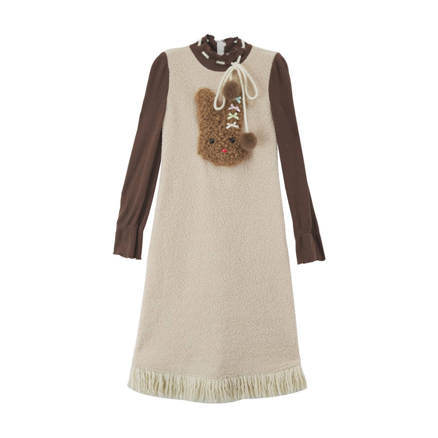 Fabric Pig Long Sleeved Dress Women's Khaki