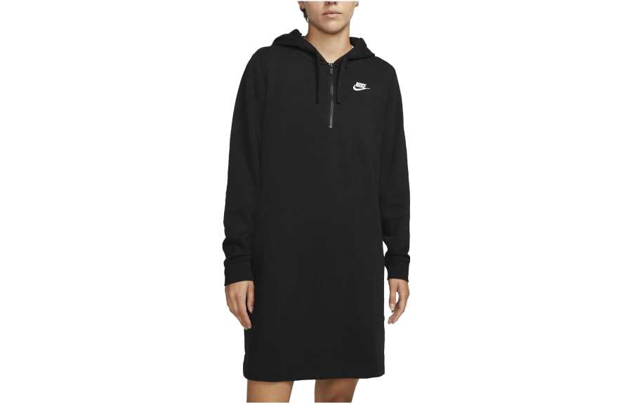 Nike Nike Long Sleeved Dresses Women's Black Hooded Thickened Mid Length