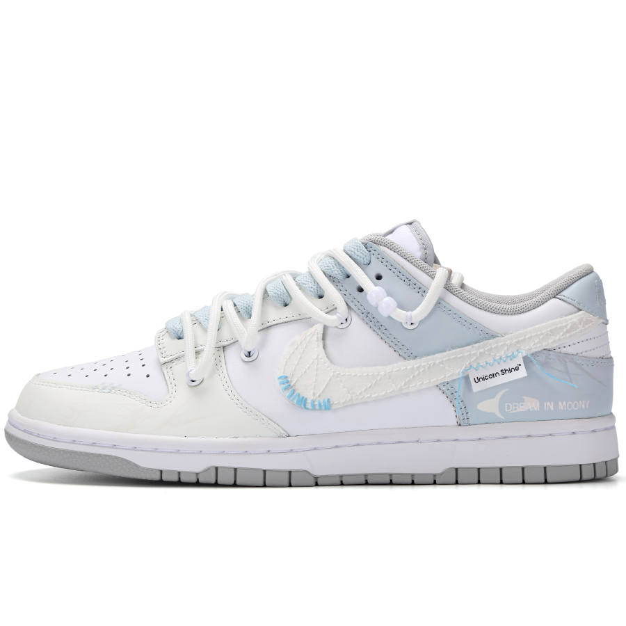 Nike Nike Dunk Under The Moon Sells Dreams Anti Slip Wear Resistant Low Top Skateboard Shoes Unisex Beige White Blue